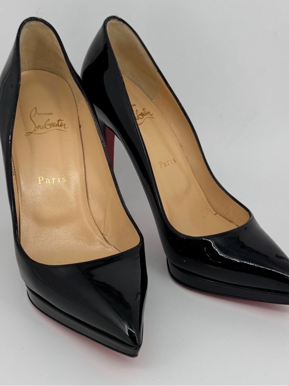 Christian Louboutin Pigalle 120 Black Patent Pumps 38.5 8.5 Red Sole Authentic